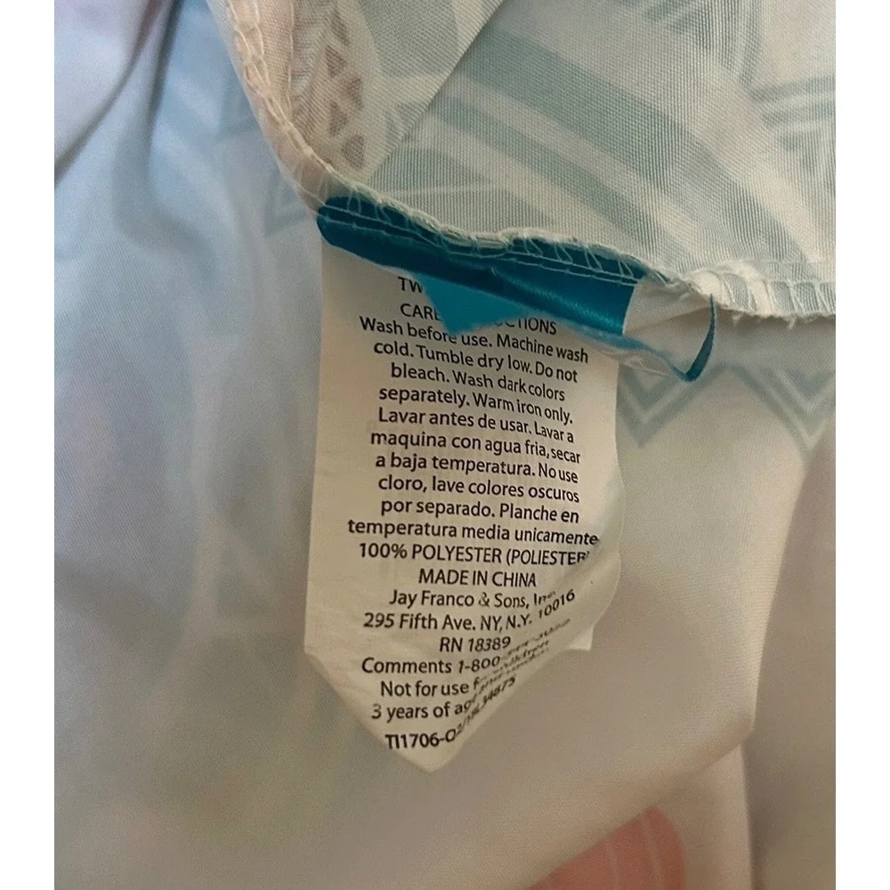 Disney Moana Twin Fitted Sheet Jay Franco & Sons Pua Hibiscus Teal White Pink